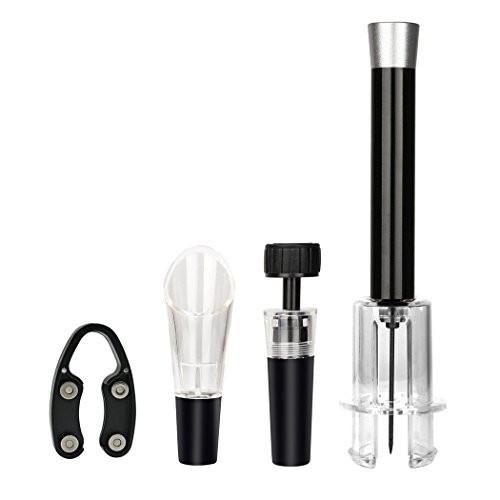 Korkenzieher Set PHOEWON Wein Öffner Set mit Weinausgießer, Folienschneider, Weinstopfen Vakuum Flaschenöffner Weinflaschen, Wein Zubehör, Wein öffner Kit Geschenk für Weihnachten, Party, Karneval