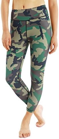 Wgwioo High Elasticity Tight Yoga Pants Quick Dry Seven Points Pants Women Outdoor Run Movement Printing Fitness . Green . L