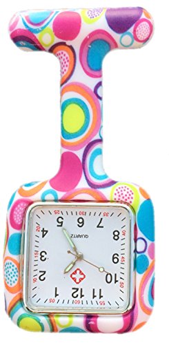 Boolavard® TM Nurses Fob Watch Krankenschwestern Silikon Tunika Brosche Taschenuhren - SQUARE Bunte Blasen Boolavard® TM Nurses Fob Watch Krankenschwestern Silikon Tunika Brosche Taschenuhren - SQUARE Bunte Blasen