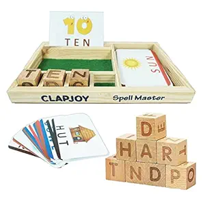 Clapjoy Spell Master, Spell Learn for Kids Learning Word Game with Flash Cards, Montessori Learning Educational Toy Gift & Return Gift for Preschool Boys Girls Kids Age 2 3 4 5 Years Old