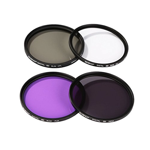 Beschoi 58 mm UV   CPL   FLD   ND4 Filtre d Objectif Kit de filtre pour Canon EOS 700D 650D 600D 550D 500D 450D 400D 350D 300D 1100D 1000D 100D 60D Appareils Photo Reflex   Paresoleil P  tal Tulipe   Pare-soleil Pliant en caoutchouc   Centre pinc  e Lens Cap avec laisse de bouchon garde   Stylo de nettoyage   Chiffon de Nettoyage en Microfibre pour objectif   Sac de Filtre