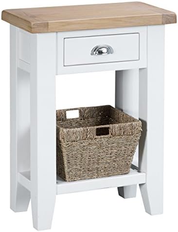 Taunton White Painted Telephone Console Table 1 Drawer 1 Shelf with Lime wash Oak Tops