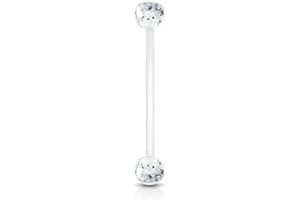 Lovepiercing Piercing Nombril Grossesse Paillettes Bébé Maternité Longue Barre Acrylique Pregnancy Bioflex GRAZIA Blanc
