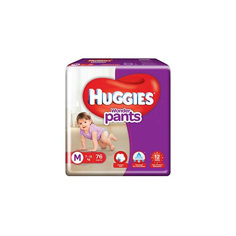 Huggies Wonder Pants Medium (M) Size Baby Diaper Pants, 76 count, with