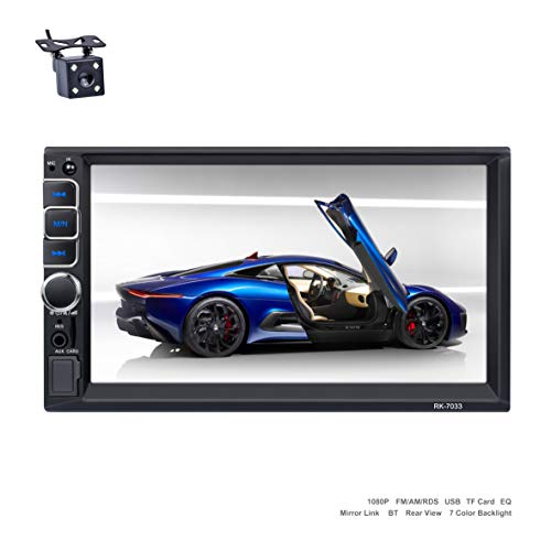 Reakosound Doble din reproductor MP5 autoradio audio Radio 1080p para coche Blutooth 7 pulgadas Pantalla tácti phone link control del volante