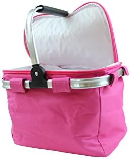 Folding Picnic Basket with Cooler Function Includes Shopping Basket/Pink Lid. Insulated Cooler Bag, fully lined. Ideal for shopping, German, Food And Drink Cooler Home
