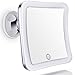 Sanheshun 7X Magnifying Lighted Travel Makeup Mirror, Touch Activated, Locking Suction Mount, Battery Operated, Square