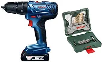 Bosch GSB 180-LI 18V Cordless Impact Drill with Bosch X30Ti Drill Bit and Driver Bit Set (30-Pieces)