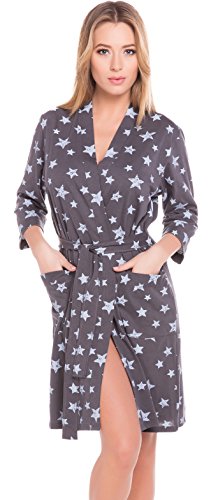 Italian Fashion IF Robe de Chambre Vêtement d'Intérieur Femme C492T (Bleu, S)