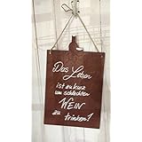 Schild Edelrost mit Weinflasche und Glas - Rostschild mit Spruch 