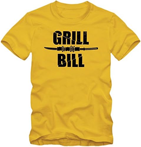 Grill-Bill T-Shirt | Hollywood | Men | Barbecue Season | Movie | Barbecue, Colour:Yellow (Gold);Size:X-Large