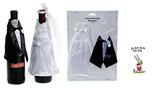 Flaschenkostüm "Brautpaar" & Postkarte "Du bist alles für mich" - Set ~