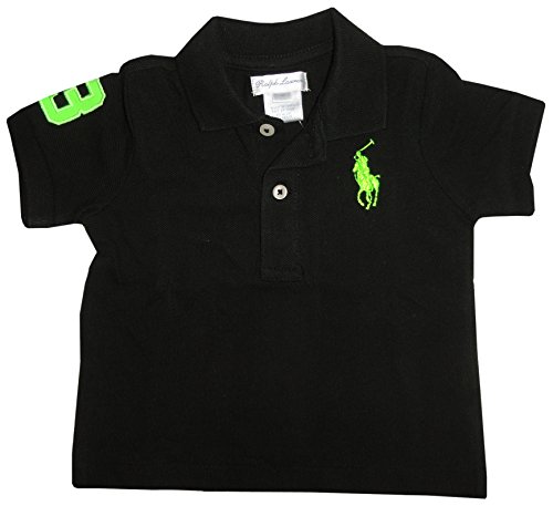 Polo Ralph Lauren Infant Boys Short Sleeve Big Neon Pony Shirt (18 Months, Black)