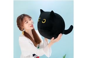 Maomoto 40cm Black Cat Plush Toy Black Cat Pillow,Fat Cat Plushie,Fat Kitten Stuffed Animal Lumbar Back Cushion Decoration for Kids Gift Home Decor Boys Girls Birthday Christmas