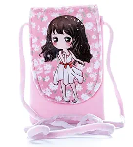 HC Toys LLP | Princesses Soft Cute Cartoon Printed Canvas Material Sling Bags for Girls Kids Casual Purse | Baby Pink