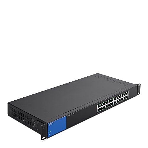 Linksys LGS124P-EU - Unmanaged Switch Gigabit PoE + en bastidor para empresas (24 puertos, detección automática, 1000 Mbps, optimización del rendimiento, Plug and Play), negro