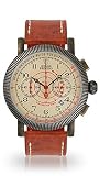 DETOMASO PRECISO Herren-Armbanduhr Chronograph Analog Quarz braunes Lederarmband champagnerfarbenes Zifferblatt DT1063-F-969