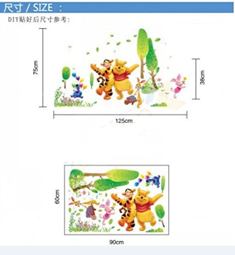 Zuolanyoulan Winnie the Pooh Muster Wandsticker Kinder Schlafzimmer Wandtattoos Wohnzimmer Fensterglas Dekorativen Entfernbare Wandaufkleber Raum Dekor Wall Sticker - 3