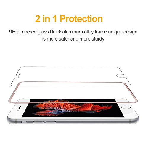 iPhone 6 Plus Schutzfolie,VIUME Vollständige Abdeckung Panzerglas Panzerfolie Hartglas Displayschutzglas für Apple iPhone 6Plus / 6s Plus displayschutzfolie 5.5″(Metall Rose Gold) - 4