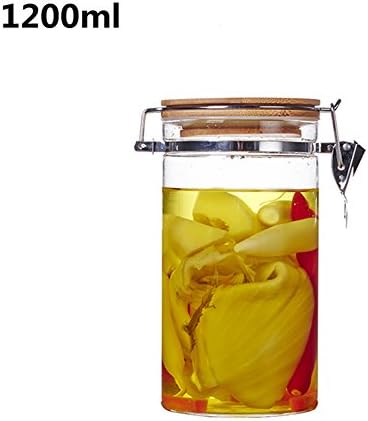 Airtight Glass Jars Storage Container Preserving for Dry Food Milk Powder Dried Fruit Clear Storage Containers Tea Storage Pot, Ideal for Coffee Sugar Tea Pasta with Airtight Lids Vacuum Sealed Storage Single Jar (1200ML)