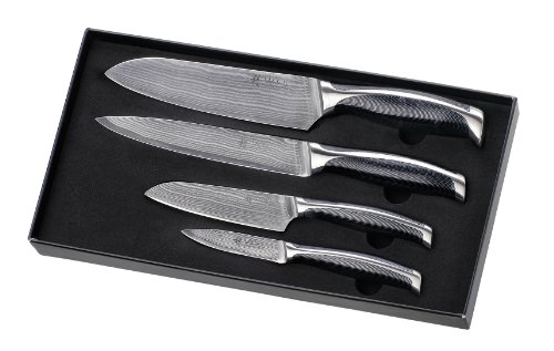 Wakoli 4DM-CHE-ABS 4er Damastmesser Set, Japanischer Damaststahl VG-10, Lagu - 2