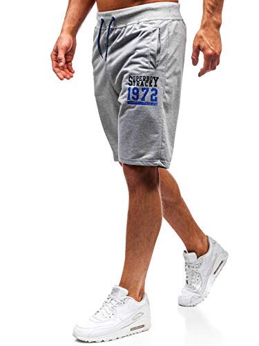 BOLF Hombre Pantalón Corto Pantalón de Chándal con Estampado Pantalón de Algodón J.Style NP02 Gris XL [7G7]