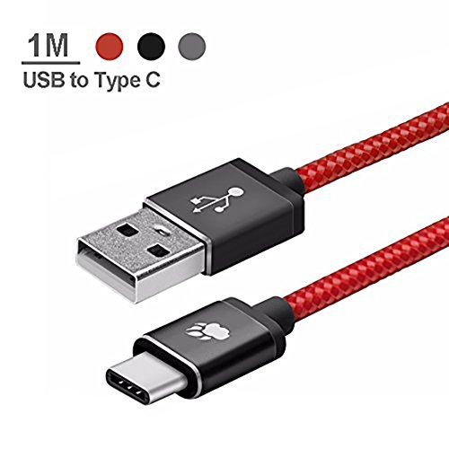 USB C Kabel, BlitzWolf 1M Nylon Typ C Datenkabel Doppelseitig für Nexus 5X 6P, OnePlus 2, Nokia N1, Xiaomi 4C, Zuk Z1, Apple Macbook(Rot)