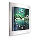 Produktbild Kreative Feder Nordlichter Nacht-Himmel 3D Metallic Silver Brushed Designer Funk Wanduhr leise Funkuhr ohne Ticken 40 x40 cm aus Alu-Verbund WAA150FL (leises Funkuhrwerk)