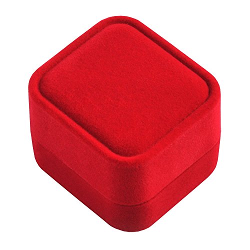 EYS Samt Schmucketui für Ring 45 x 50 x 35 mm rot weiß Schachtel Ringetui Schatulle Box Geschenk-Verpackung EYSBOX - 3