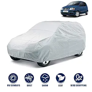 Kingsway Dust Proof Car Body Cover for Hyundai Santro Xing (Model Year : 2003-2018) (Silver Matty, Triple Stitched)