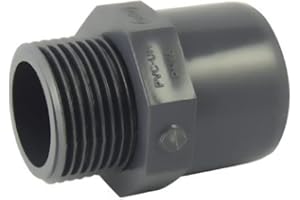 EZFITT Adaptateur male/femelle ou male/male en PVC mixte à visser et à coller - Ø A: 25mm | Ø B: 32mm | Ø C : 3/4''