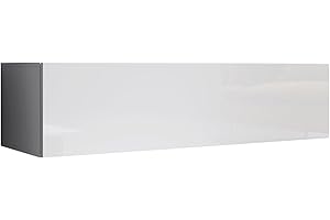 MB Muebles Bonitos, Mueble TV Colgante Aitana M1 para Salón Moderno, Mueble Modular Suspendido en Pared, Puerta de PVC Alto Brillo, Estructura Melamina Mate, Color Blanco, 120x30x40 cm