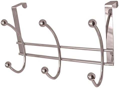 6 Polished Chrome Ball Hooks on Polished Chrome Over The Door Hanger 265 x 170mm