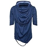 Luckycat Herren Sommer T-Shirt Stehkragen Slim Fit Casual Baumwolle-Anteil | Cooles weißes schwarzes Männer Kurzarm-T-Shirt Hoodie-Sweatshirt-Longsleeve lang Kurze Ärmel Kapuzenpullover Hip Hop