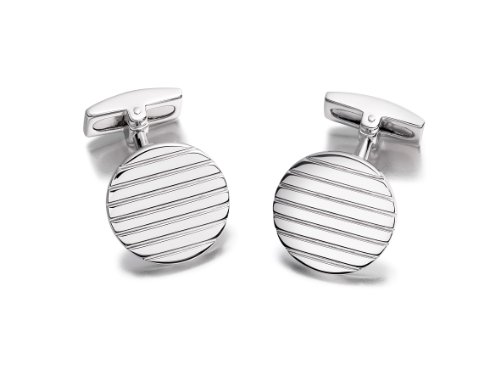 Hoxtons London Herren Sterling Silber Runde Gerippte Manschettenknpfe