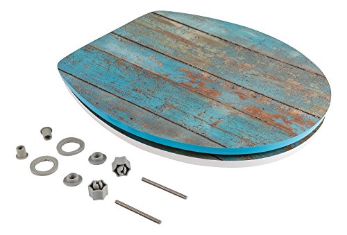WC-Sitz High Gloss Dekor Treibholz | Toilettensitz | WC-Brille aus Holz | Soft-Close-Absenkautomatik | Klodeckel mit Metall-Scharnier | Fast-Fix-Schnellbefestigung | Toilettendeckel - 2
