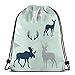 Produktbild best& Woodland Animals - Northern Lights Mint_6926 3D Print Drawstring Backpack Rucksack Shoulder Bags Gym Bag for Adult 16.9"x14"