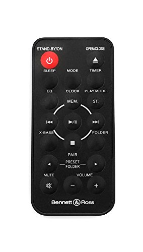 Bennett & Ross Ã…lesund Vertikal Stereoanlage (CD/MP3, USB, Bluetooth, NFC, UKW-Radio, Stand- oder Wandmontage, Uhr mit Weckfunktion, inkl. Fernbedienung) Schwarz/Silber