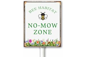 GEROCLONUP Bee Habitat No Mow Zone Yard Sign With Stake, Do Not Mow Lawn Sign, Pollinator Friendly Garden Decor, Farm Save Bees Widflowers Native Plants Outdoor 12x15 CM Sturdy Rustproof Fade Resistant