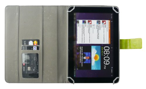 Emartbuy® Grün Eingabestift + Universalbereich ( 8 – 9 Zoll ) Grün Multi Winkel Folio Executive Hülle Schutzhülle Case Cover Wallet mit Kartensteckplätze geeignet für Gigaset QV830 8 Zoll Tablet - 5