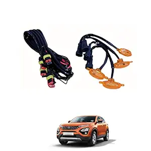 PRIKNIK LED Grille Lights Amber Yellow Grill Led with Fuse Adapter Wiring Harness Kit (4PCS, Amber Shell with Amber Light) Compatible with Harrier
