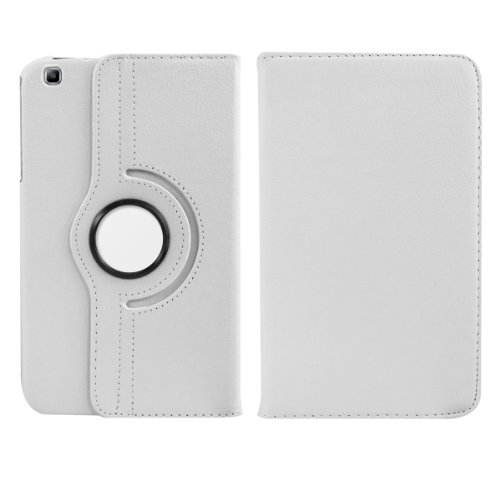 3in1 Set: kwmobile Hülle für Samsung Galaxy Tab 3 8.0 T3100 – 360° Standfunktion Case Tablet Schutzhülle Kunstleder – Smart Cover Tabletcase Weiß + Folie, kristallklar + Stylus, weiß - 2