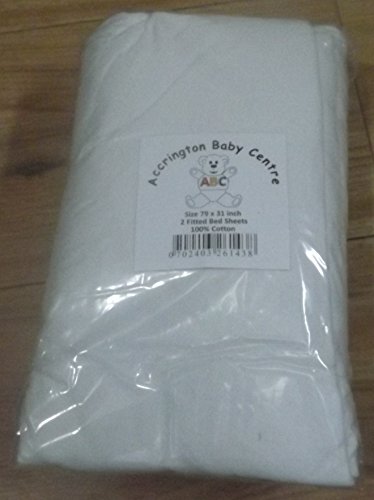 2 x Fitted Sheets for Mattress 200 x 80 cm - Premium Quality 100% Cotton - White