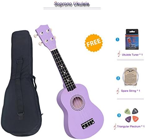 21"Soprano Ukulele with a Carrying Bag and a Digital Tunner, Colorful Designed for Beginner, Kids, Students (Light Purple)