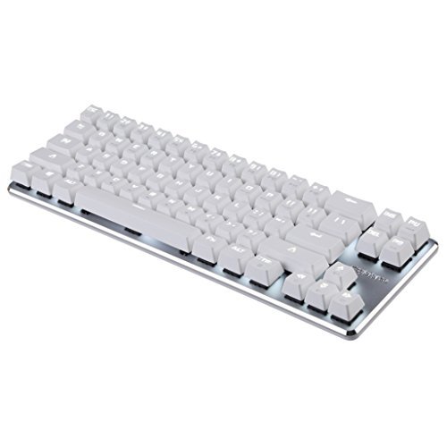 Qisan® Gaming Teclado Retroiluminado Mecánico Con Cable Mecánico Cherry MX-68 Interruptor de Brown Claves Mini Cable Design Blanco