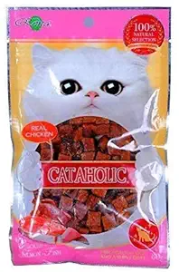 Cataholic: - Neko Cat Chicken & Salmon Cubes Treats for Cats | Easily Digestible and Healthy Snack Best Treat to Train Your Pets Easily ? 80 gm (Pack of 3)