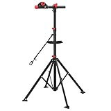 SONGMICS Pro Mechanic Bike Repair Stand with Tool Tray Telescopic Bicycle Maintenance Rack Workstand Lightweight and Portable SBR02B