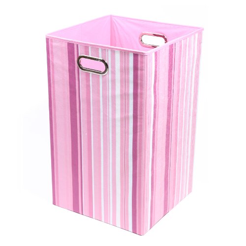 Modern Littles Folding Laundry Basket (Rose Stripes)