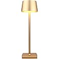 Seihoae Cordless Table Lamp, 6000mAh Rechargeable Battery, IP54 Waterproof, Aluminum Alloy, Touch Dimming, 4W LED Warm Light, for Indoor Outdoor Restaurant Buffet Bar Coffee Shop, Gold