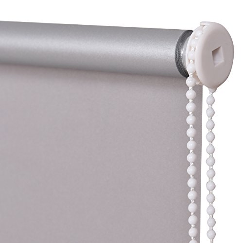 Costway Verdunkelungsrollo Fensterrollo Klemmrollo Thermorollo Seitenzugrollo Klemmfix-Rollo ohne Bohren 55x150cm Farbwahl lichtundurchlässig (Grau) - 6